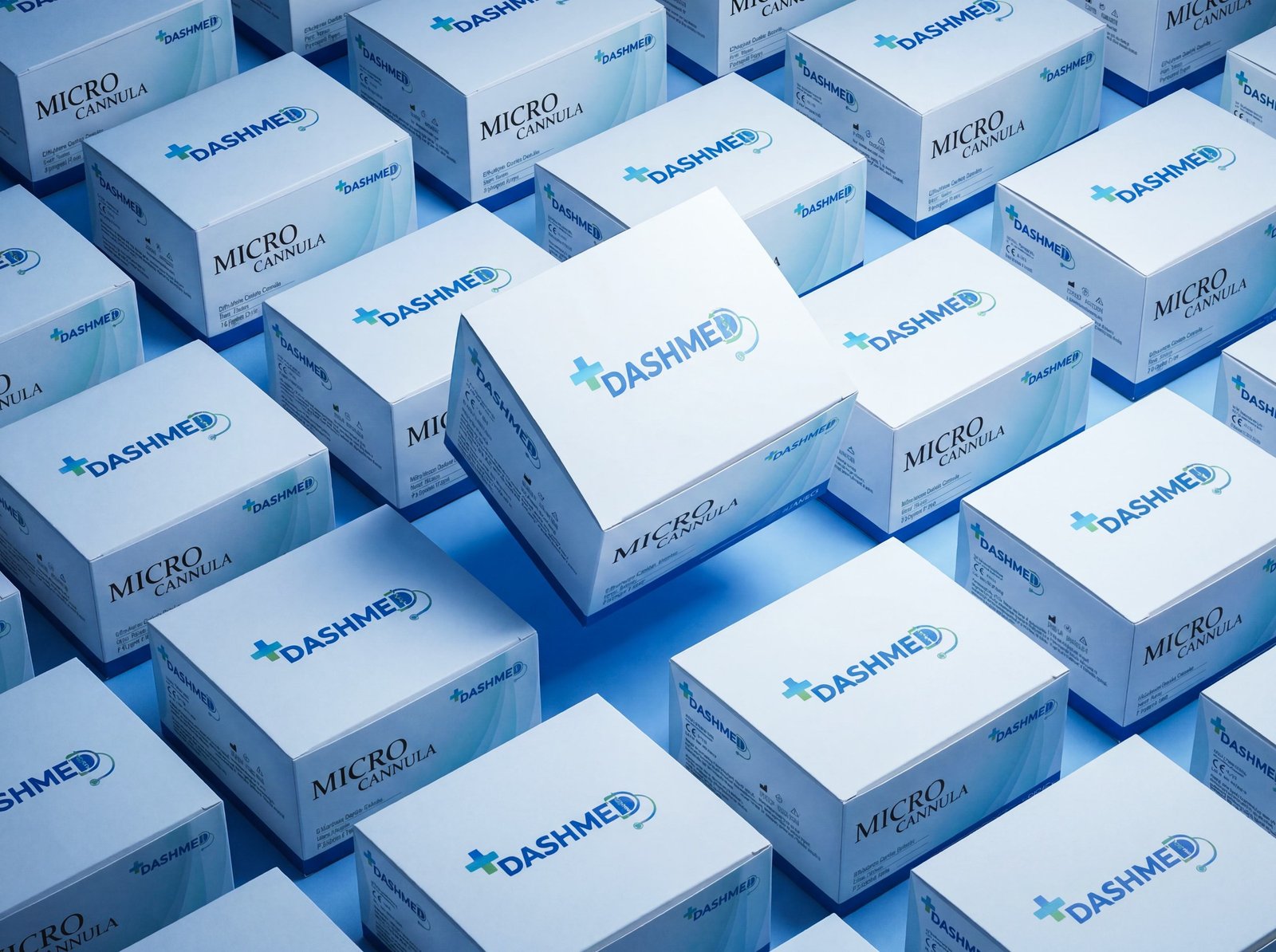 Dashmed-branded medical supply cartons in the distribution warehouse